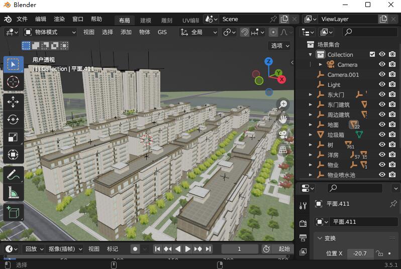 blender软件绘制的小区模型